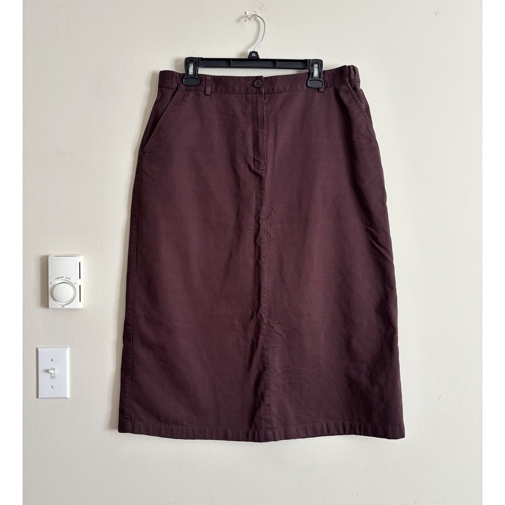 LL Bean Original Fit Classic A Line Skirt Womens 16 Purple Cotton Chic Preppy